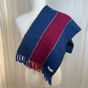 United Colors of Benetton‎ 100% Wool Striped Scarf Navy Red Black Beige